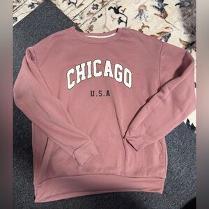SHEIN Chicago USA Mauve Crewneck Sweater